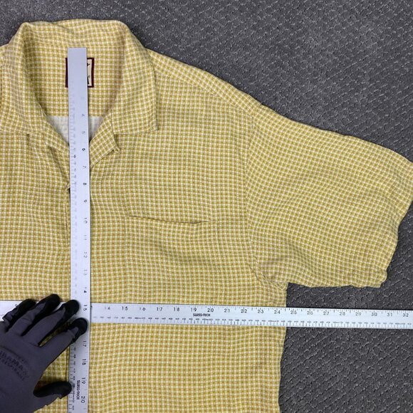 Tommy Bahama Silk Shirt Men's Large Golden Yellow Short Sleeve Camp Hawaiian - Picture 8 of 10